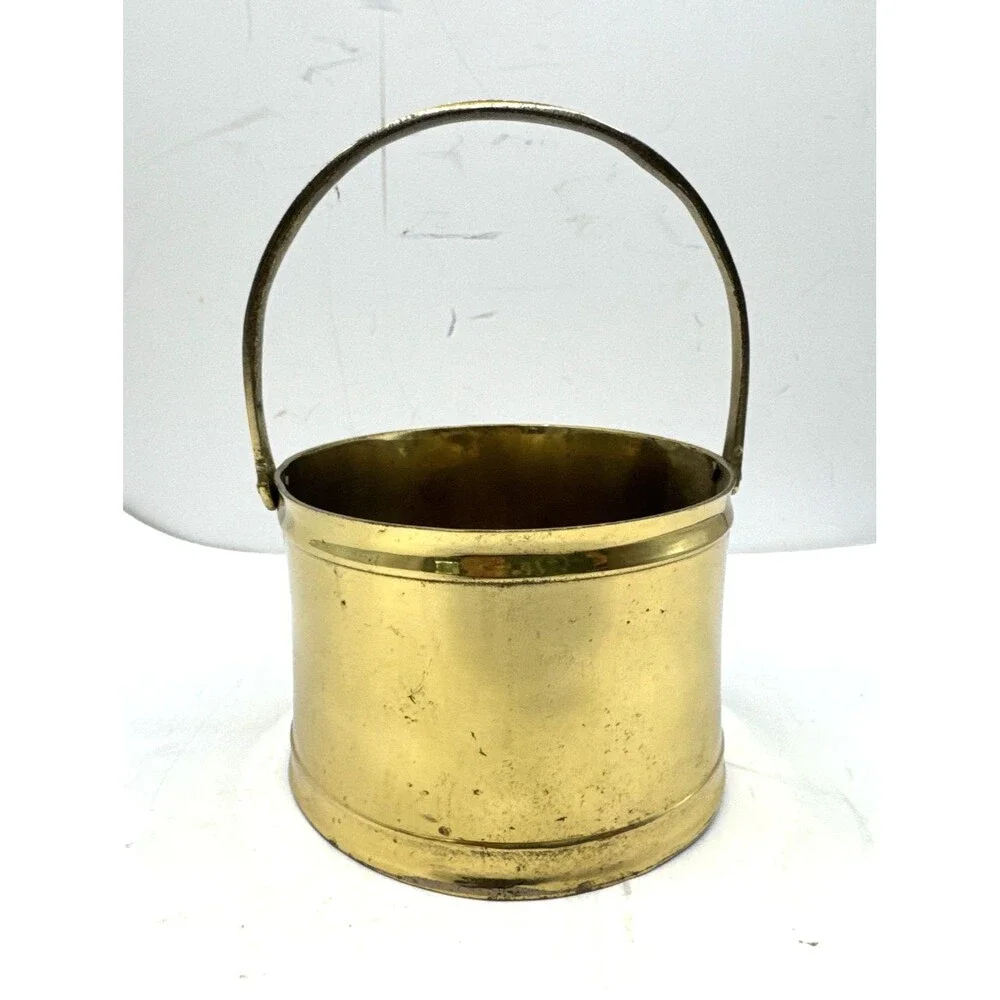 Vtg Solid Brass Round Oval Shape Planter Handles 4 x 2.5 Rustic Cottage Decor